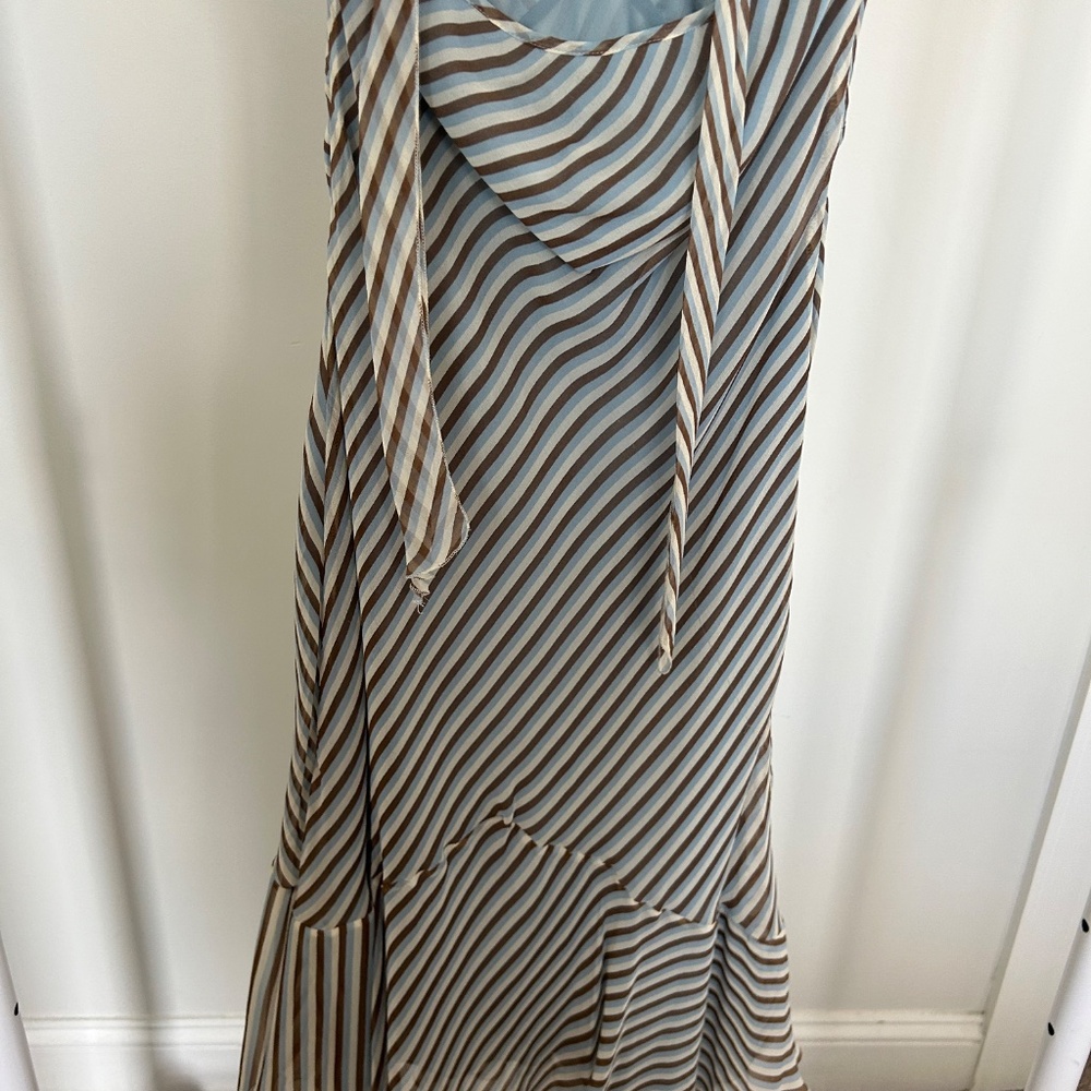 Silk embroidered striped midi dress - Picture 6 of 7